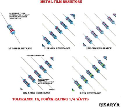 RISARYA RTS-R-22 OHM, 2.2K-OHM, 22K-OHM, 220K-OHM, 2.2M Fixed Resistor