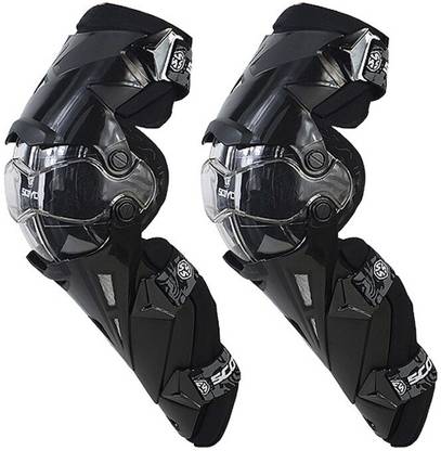 SCOYCO K12-3 Adjustable Knee and Shin Guards Protection Guard with Pads Flexible Breathable High-Impact Knee Pads for Motorcycle/Bike Knee Guard Free Black
