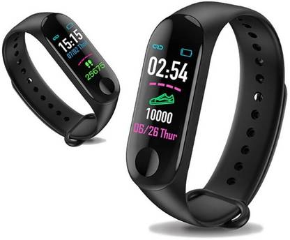 JV VENTURES M3 Smart Band Fitness Tracker  (Black Strap, Size : Regular)