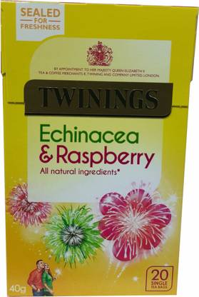 TWININGS Echinacea & Raspberry 20 Tea Bags Raspberry Tea Bags Box