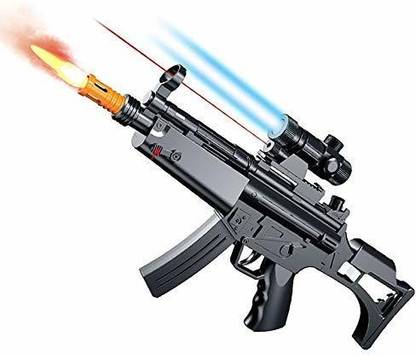 Liquortees 18 inch battery operated machine gun toy with dynamic sound ,real smoke effect for kid- Multi color, ABS Plastic, Pack of 1 Guns & Darts
