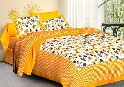 shree sd creation 170 TC Cotton Double Floral Flat Bedsheet