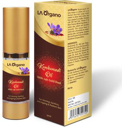 LA Organo Kumkumadi Oil Enriched with Gold Dust for For Glowing,Spotless,Anti-Ageing & Radiant Skin