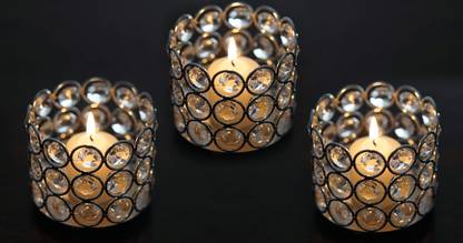 Being Nawab 3 Layered Crystal Set Iron, Crystal 3 - Cup Tealight Holder Set