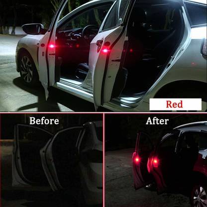 Prtek Waterproof 5 Led Wireless Car Door Warning Open Lights Indicator Decor Interior Flash Magnetic Car Led Lights For Anti Rear End Red Free Batteries 2 Pair 4 Pcs Car Fancy Lights Price In