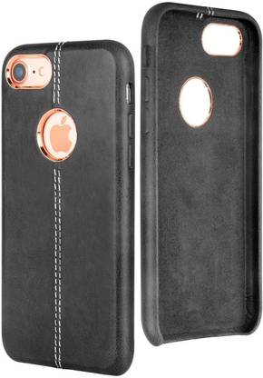 PHONETASTIC Back Cover for Apple iPhone 7 Double Stitch Leather Shell Mobile Back Case