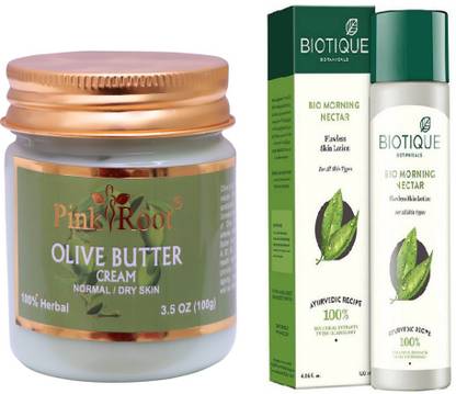 PINKROOT OLIVE BUTTER CREAM 100GM WITH BIO MORNING NECTAR LOTION 120ML