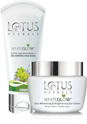 LOTUS HERBALS WhiteGlow Skin Whitening and Brightening Gel Cream_60gm with Oil Control Face Wash_50gm �(2 Items in the set)