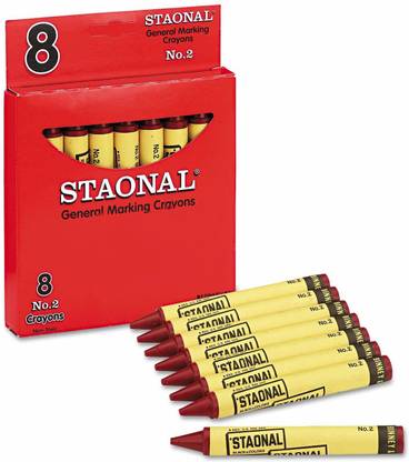 CRAYOLA Staonal Marking Crayons, Red, 8/Box [CAT_6455]