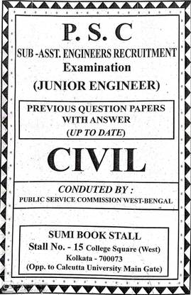 West Bengal P.S.C Junior Engineer (CIVIL) Previous Year Question Papers With Answer In English