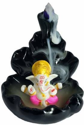 Craftam Fountain Smoke Backflow Incense Holder with Ganesha Idol and 10 Incense Cones Decorative Showpiece  -  11 cm