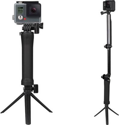 Tech Unboxing 3 Way Mount Tripod for Action Camera Monopod, Tripod