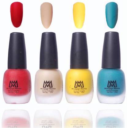 Makeup Mania Premium Collection Nail Polish, Combo of 4 Velvet Matte Nail Enamels - MM#19 Multicolor
