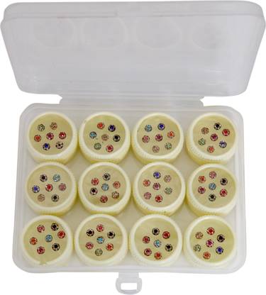 YASHANSH 7 PCS MULTICOLOR ROUND STONE BINDI FOREHEAD Multicolor Bindis
