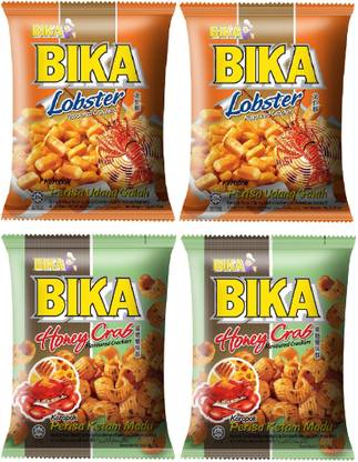 BIKA Lobster and Honey Crab Cracker Chips Combo, 70gms Each Crackers