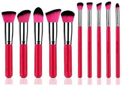 Rsentera Premium Synthetic Makeup Brush Set (Red  (Pack of 10)