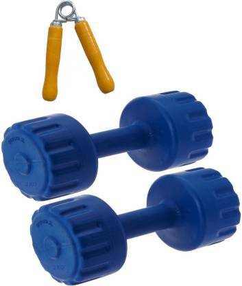 RIGHTWAY PURE WATER PROF 2 KG PVC DUMBBELL PAIR +1 PC HAND GRIPPER Fixed Weight Dumbbell