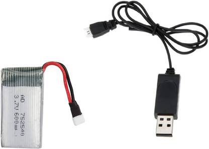 Barry John 3.7 V 600 mAh 25C LiPo Rechargable Battery for Drone , RC Helicopter, Bluetooth,DIY with Battery Charger Cable Plug Electronic Components Electronic Hobby Kit