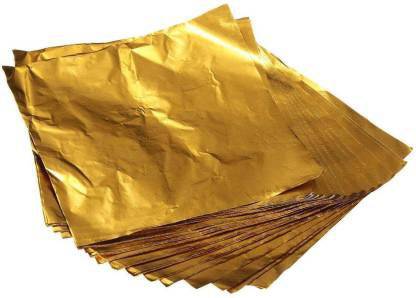 Bake world Aluminium Chocolate Wrapper (11 Micron Golden Color - 300 Aluminium Foil
