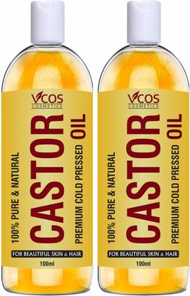 Vcos Cosmetics Premium Cold Pressed Castor Oil For Hair And Skin (Pack of 2)