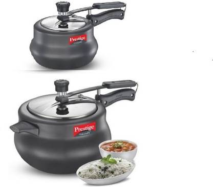 Prestige 2 Litre+ 5 Litre Handi Pressure Cooker Combo Set 2 L, 5 L Inner Lid Induction Bottom Pressure Cooker