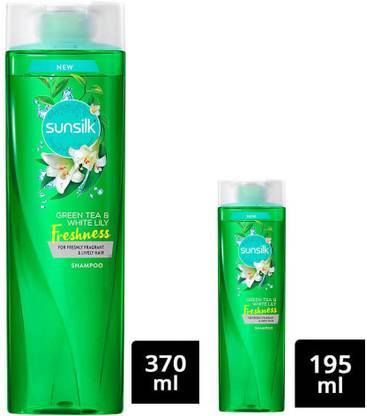 SUNSILK Green Tea & White Lily Shampoo,195 ml with 370ml