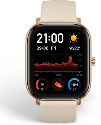 [For HDFC Bank Credit Card] huami GTS 1,65 HD AMOLED Ultrathin and lightweight metal body Smartwatch  (Beige Strap, Regular)