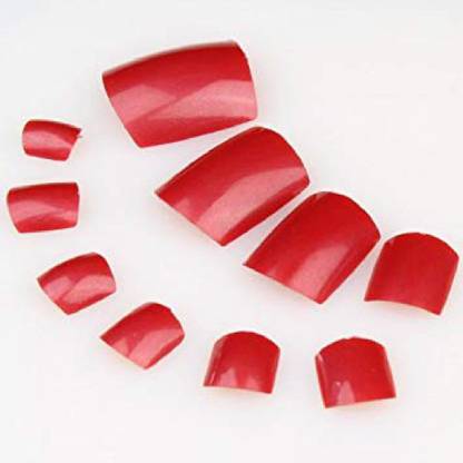 enForten EFT 9 Colors for Choose 500pcs False Toenail Tip for Uv Gel Manicure Fake Toe Nails Tip + Bag (red) [CAT_4282] Red