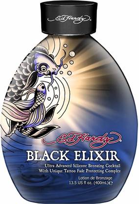 Ed Hardy Black Elixir Silicone Bronzer Tattoo Fade Protection Tanning Lotion, 2012, 13.5 Oz