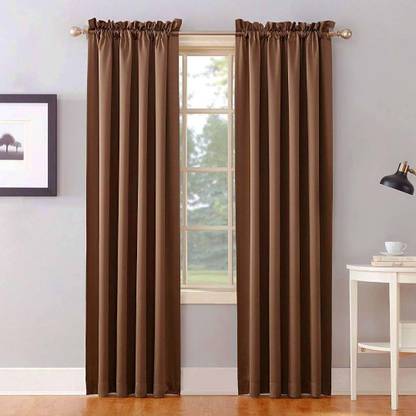 COMFY HOME 243.8 cm (8 ft) Shower Silk Blackout Curtain (Pack Of 2)
