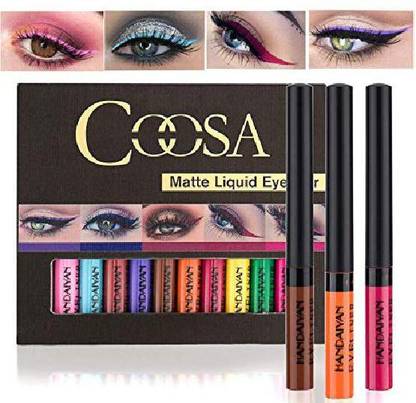 COOSA Matte Professional Long-Lasting Waterproof Colorful Liquid Eyeliner (Bright-Colored)-Set of 12 Pieces [CAT_440] 1.3 g
