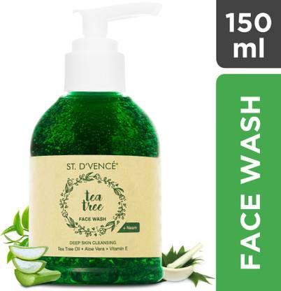 ST. D'VENCÉ Tea Tree Oil with Neem and Aloe Vera (Deep Cleansing)  | For Acne and Pimples | No Parabens | No Sulphates Face Wash