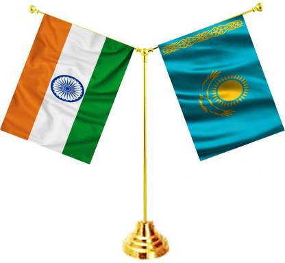 UNIQ India ,Kazakhstan Rectangle Table Miniature Flag
