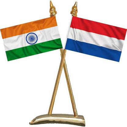 UNIQ India & Netherlands Rectangle Table Miniature Flag