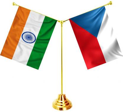 UNIQ India ,Czech Republic Rectangle Table Miniature Flag