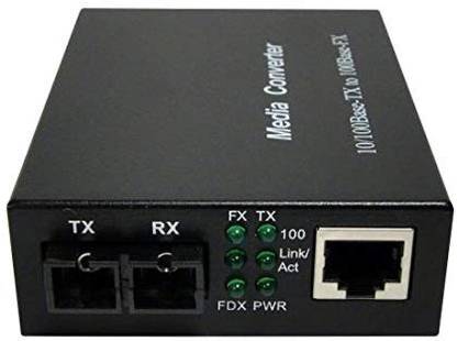 ClassyTek 10/100BASE-TX RJ45 to 100BASE-FX Fast Ethernet Single Mode SC Fiber Media Converter, Full-Duplex up to 25 KM, Switching Power Adapter Gaming Adapter