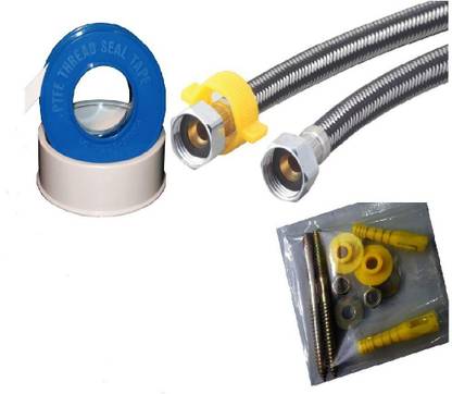 SWASTIK Geyser Connection Installation Kit- 1 Set of Connection Pipe 18inch, 1 PTFE Tape,1 Fastener Kit Hose Pipe