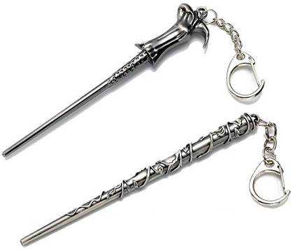 PA08Prise Harry Potter Lord Voldemort & Hermione Silver Magic Wand Keychain Key Chain Key Chain