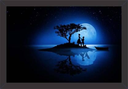 Mad Masters Boy Propose Girl with Moon Light Love Painting Digital Reprint 14 inch x 20 inch Painting
