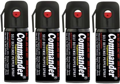 COMMANDER Self Secure Shield Self Defence Women Safety upto 10 feet Range Dispensable Pack of 4 Pepper Stream Spray