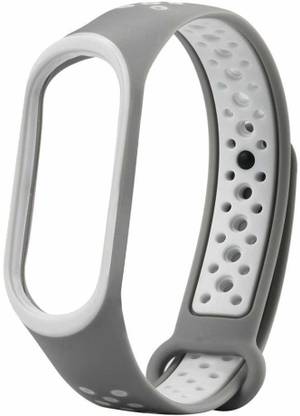HOCK Two-tone double colors Multi holes design Soft Silicone Replacement Style Strap for Band 3, and Band 4 Colorful Wristbands for Band 3/4 Bracelet for 3/4 Band 3/4 Smart Band - Grey and White Smart Band Strap