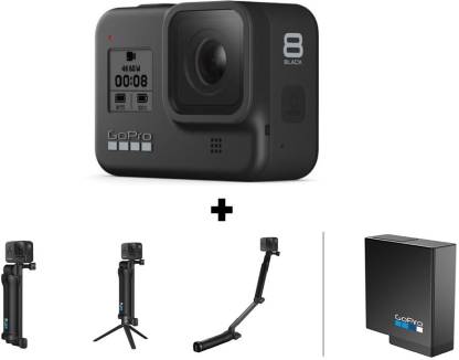 GoPro Hero8 Black with 3 Way Grip and Battery Sports and Action Camera