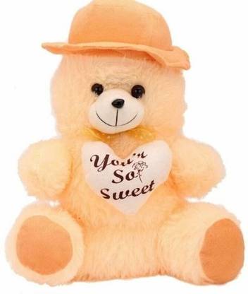 Agnolia Valentine gift Beige Cap teddy bear soft toy  - 20 cm