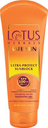 LOTUS HERBALS Sunscreen - SPF 100 PA+++ Safe Sun Anti-Ageing, Anti-Tan Ultra Sunblock