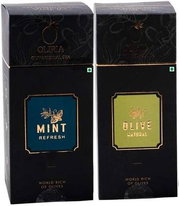 Oliria Healthy And Natural Olive Tree, Mint And Olive Natural Flavour, 20 Tea Bags Each, (2gm Each), Set of 2 Assorted Herbal Tea Bags Box