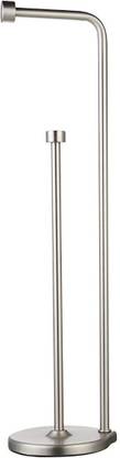 Mahaveer Standing Bathroom Toilet Paper Holder Stand with Reserve, Silver Nicke Stainless Steel Toilet Paper Holder