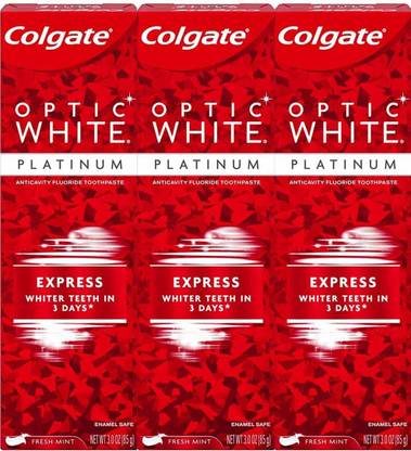Colgate Optic White Platinum Express White Toothpaste 3Oz 3 Pack Toothpaste