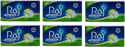 RAJ Super White Laundry Bar 750 gm Pack Of 6 Detergent Bar