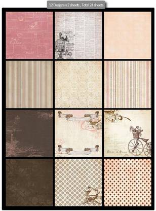 R H lifestyle Design No-PS009 (12" x 12") 24 Elegant Retro sheet Thick Beautiful Pattern Printed Paper For DIY Creative Art & Craft, Decorative Greeting Card Scrap booking + 3 Die Cut Sheets
