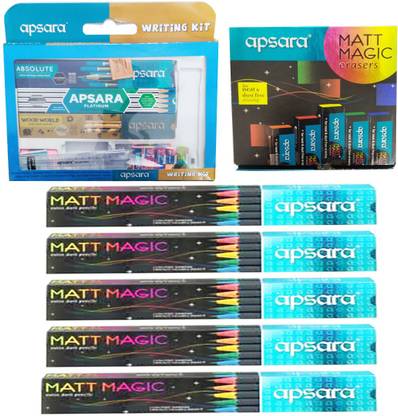 APSARA 1 WRITING KIT + 50 MATT MAGIC 2.0 PENCILS + 20 MATT MAGIC ERASER